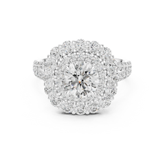 Majestic Double-Halo Floral Engagement Ring