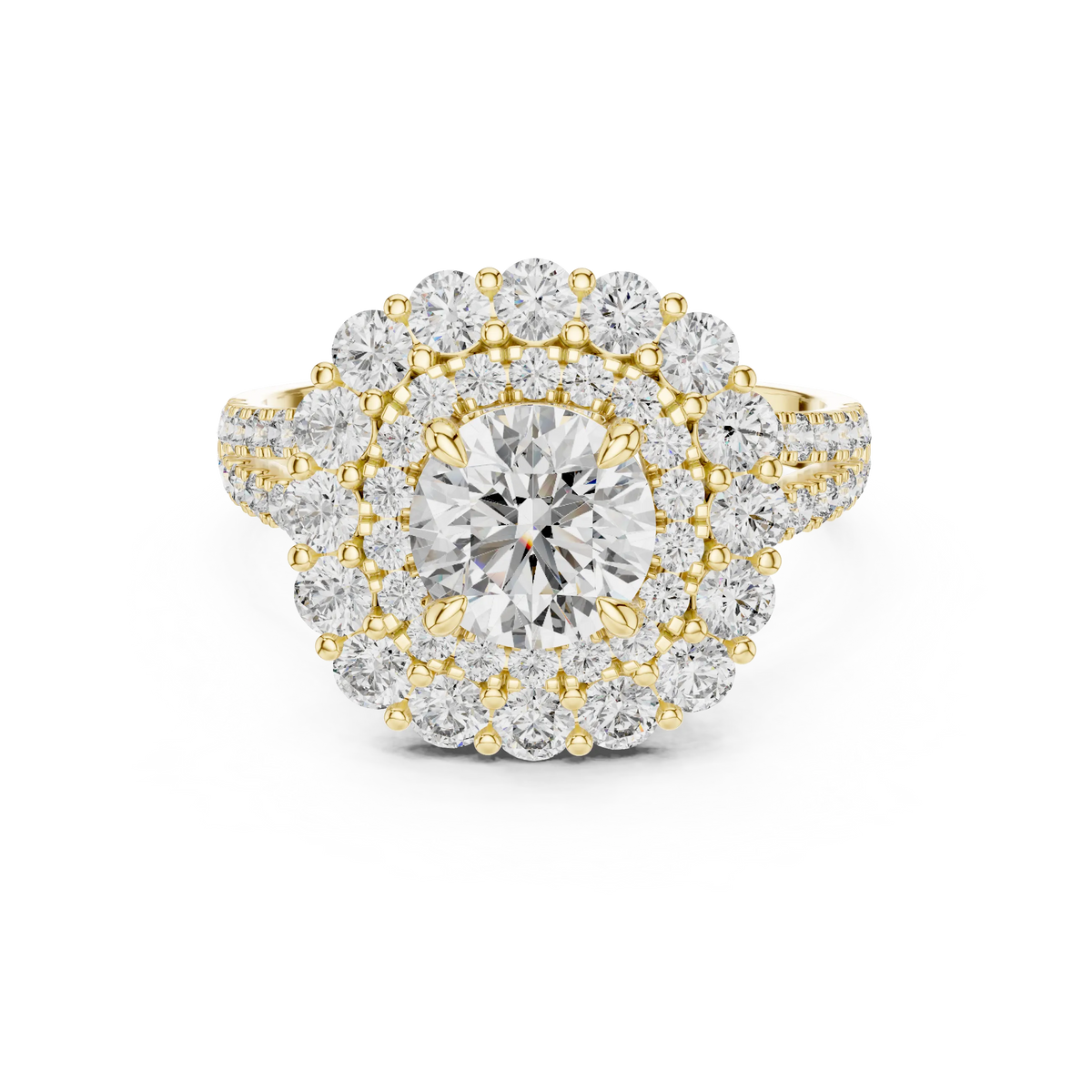 Majestic Double-Halo Floral Engagement Ring