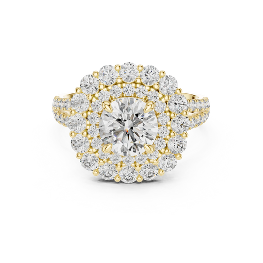 Majestic Double-Halo Floral Engagement Ring