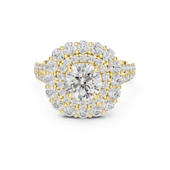Majestic Double-Halo Floral Engagement Ring