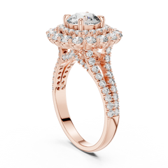 Majestic Double-Halo Floral Engagement Ring