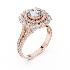 Majestic Double-Halo Floral Engagement Ring