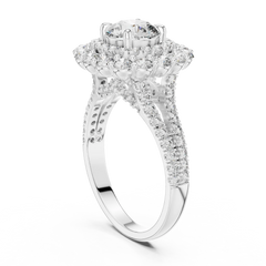 Majestic Double-Halo Floral Engagement Ring