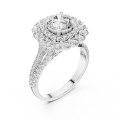 Majestic Double-Halo Floral Engagement Ring