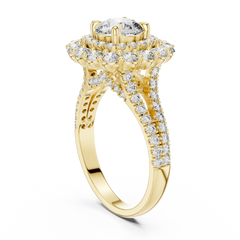 Majestic Double-Halo Floral Engagement Ring