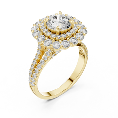 Majestic Double-Halo Floral Engagement Ring