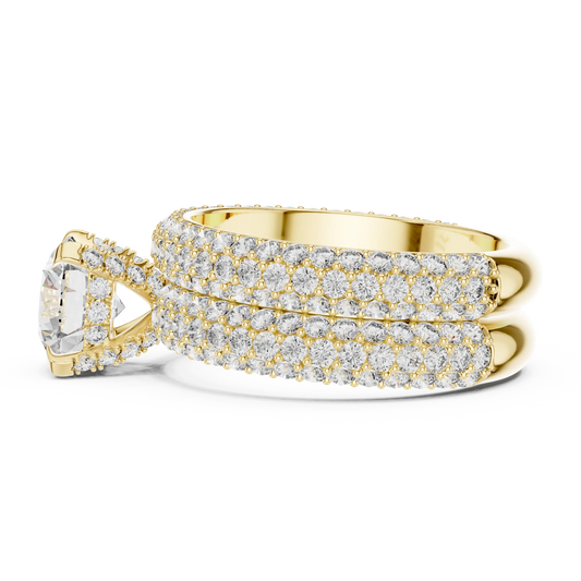 Grand Triple-Row Pave Bridal Set