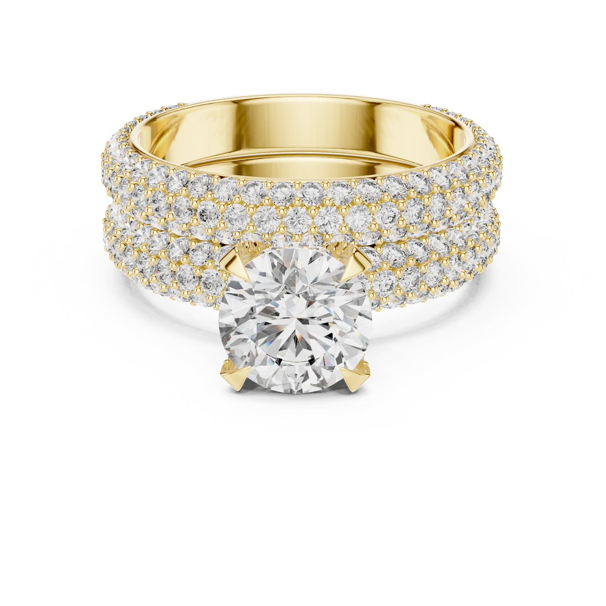 Grand Triple-Row Pave Bridal Set