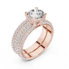Grand Triple-Row Pave Bridal Set
