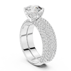 Grand Triple-Row Pave Bridal Set