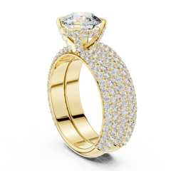 Grand Triple-Row Pave Bridal Set