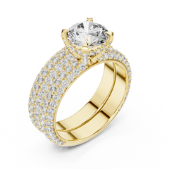 Grand Triple-Row Pave Bridal Set