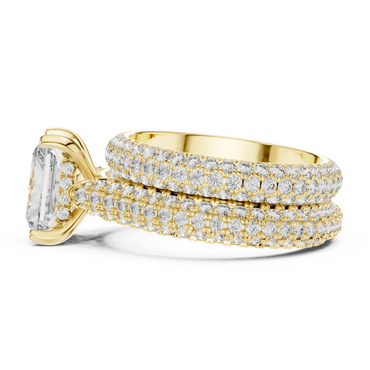 Radiant Cut Triple-Row Bridal Set