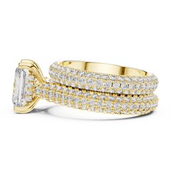Radiant Cut Triple-Row Bridal Set