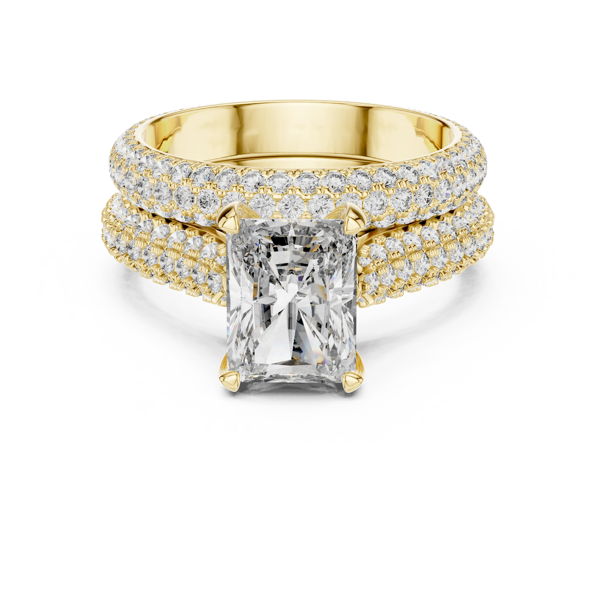 Radiant Cut Triple-Row Bridal Set