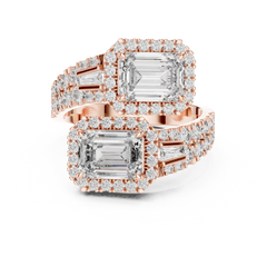 Dual Emerald Halo Bypass Ring