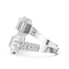 Dual Emerald Halo Bypass Ring