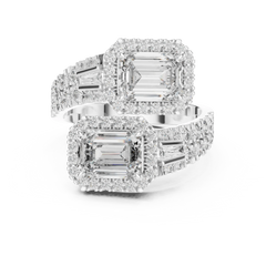 Dual Emerald Halo Bypass Ring