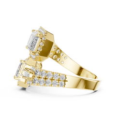 Dual Emerald Halo Bypass Ring