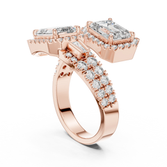 Dual Emerald Halo Bypass Ring