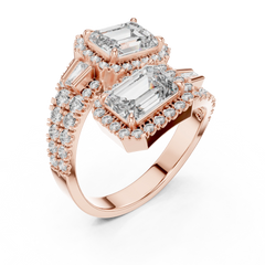 Dual Emerald Halo Bypass Ring