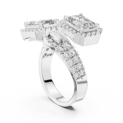 Dual Emerald Halo Bypass Ring