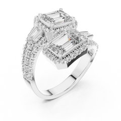 Dual Emerald Halo Bypass Ring