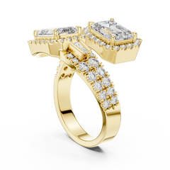 Dual Emerald Halo Bypass Ring