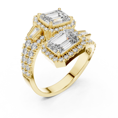 Dual Emerald Halo Bypass Ring