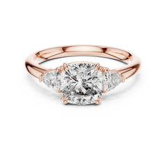 Cushion & Trillion Three-Stone Engagement Ring