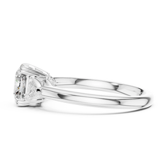 Cushion & Trillion Three-Stone Engagement Ring