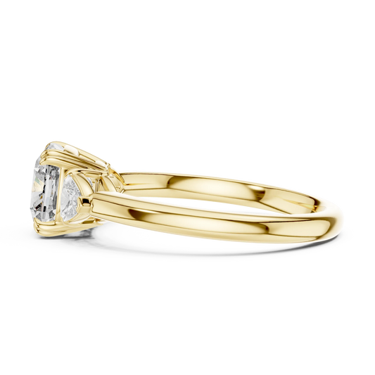 Cushion & Trillion Three-Stone Engagement Ring