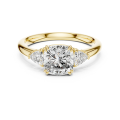 Cushion & Trillion Three-Stone Engagement Ring