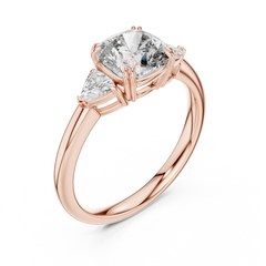 Cushion & Trillion Three-Stone Engagement Ring