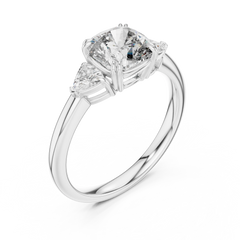 Cushion & Trillion Three-Stone Engagement Ring