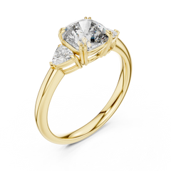 Cushion & Trillion Three-Stone Engagement Ring