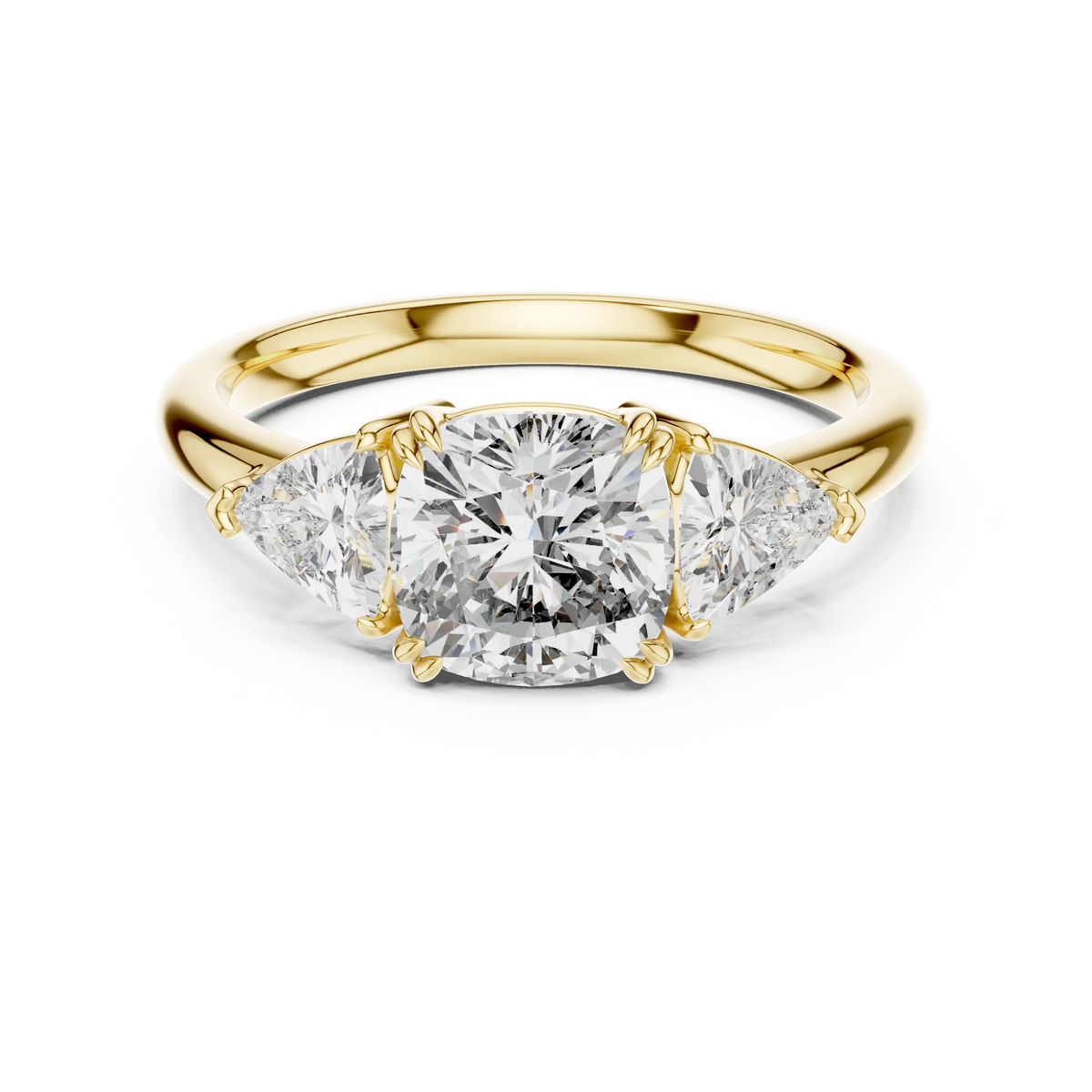 Cushion & Trillion Double-Prong Engagement Ring