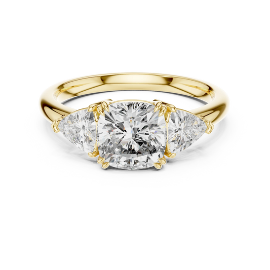 Cushion & Trillion Double-Prong Engagement Ring