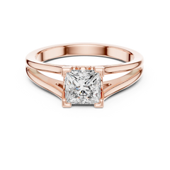 Princess Cut Split-Shank Solitaire Ring