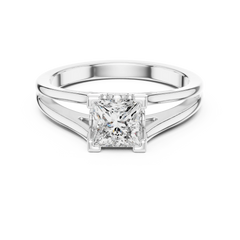 Princess Cut Split-Shank Solitaire Ring
