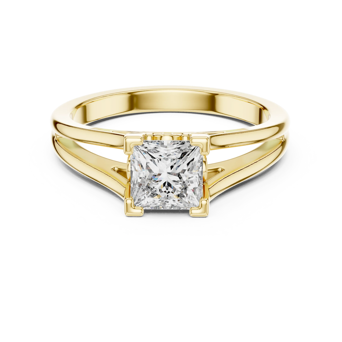 Princess Cut Split-Shank Solitaire Ring