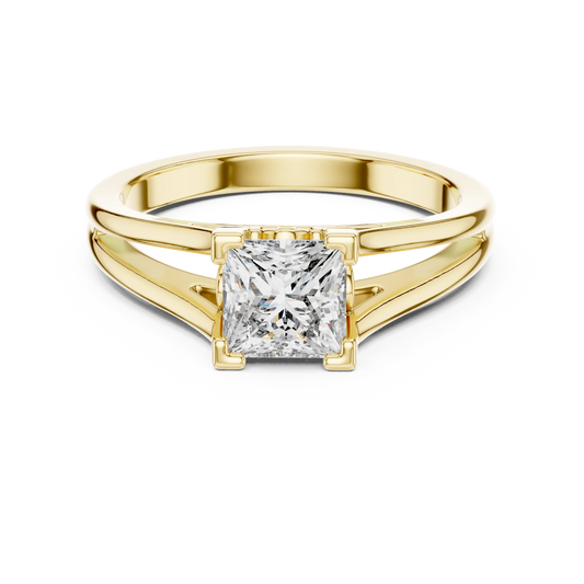 Princess Cut Split-Shank Solitaire Ring