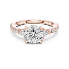 Round & Trillion Three-Stone Pave Ring