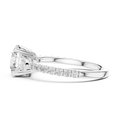 Round & Trillion Three-Stone Pave Ring