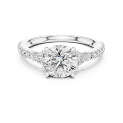 Round & Trillion Three-Stone Pave Ring
