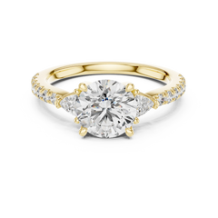 Round & Trillion Three-Stone Pave Ring