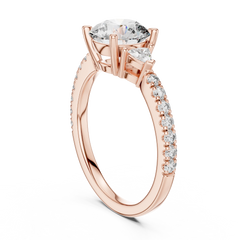 Round & Trillion Three-Stone Pave Ring