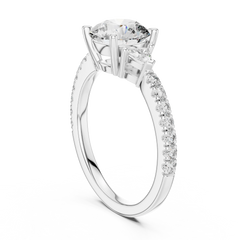 Round & Trillion Three-Stone Pave Ring