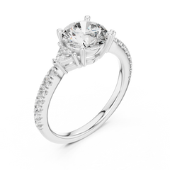 Round & Trillion Three-Stone Pave Ring