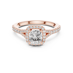 Cushion Halo Split-Shank Engagement Ring